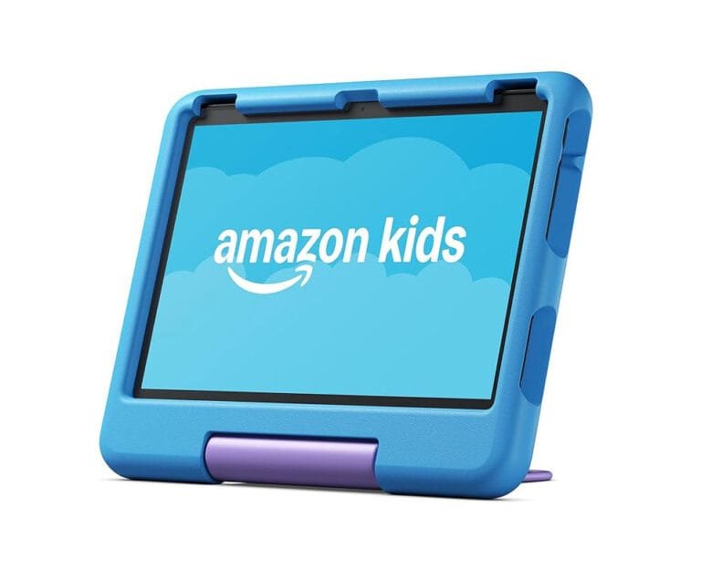 Amazon Fire 10 HD tablet in blue